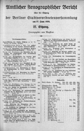 Sitzung 27, 27. Juni 1929