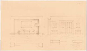 Dienstwohnung des Reichsaußenministers Joachim von Ribbentrop, Berlin-Mitte Umbau: Adjutantenhaus: Wandansichten Wohnzimmer 1:20