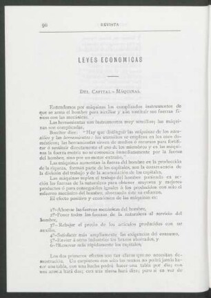 Leyes económicas : Del capital - máquinas [y] De la producción