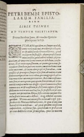 Petri Bembi Epistolarum Familiarium.