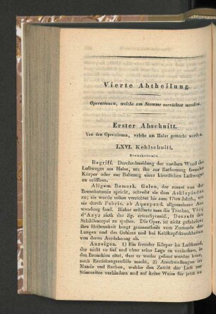 Vierte Abtheilung. Operationen, welche am Stamme verrichtet werden.