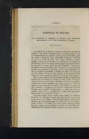 Naufrage et pillage.