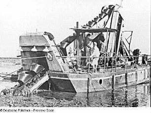 Havelkanal. Bau des Havelkanals 1951/1952. Schwimmbagger