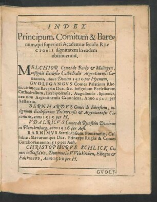 Index Principum, Comitum & Baronum