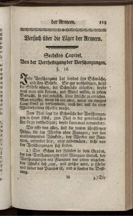 Sechstes Capitel. Von der Vertheidigung der Verschanzungen.