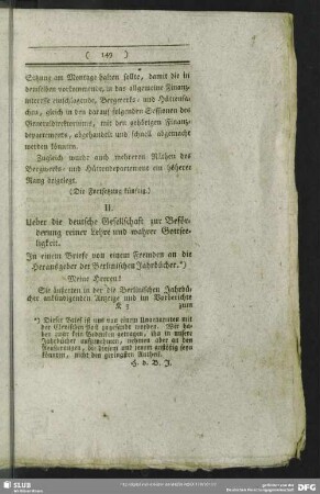 II. Ueber die deutsche Gesellschaft zur Beförderung reiner Lehre und wahrer Gottseligkeit