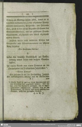 II. Ueber die deutsche Gesellschaft zur Beförderung reiner Lehre und wahrer Gottseligkeit