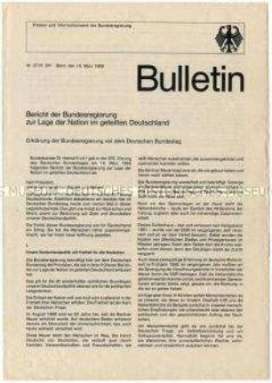 Bulletin der Bundesregierung mit dem Bericht zur Lage der Nation