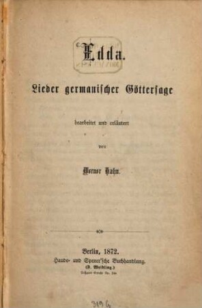 Edda : Lieder germanischer Göttersage