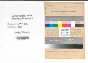 Entnazifizierung Wilhelm Ende , geb. 28.01.1899 (Angestellter)