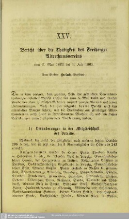 Bericht über die Thätigkeit des Freiberger Alterthumsvereins vom 5. Mai 1863 bis 1. Juli 1865