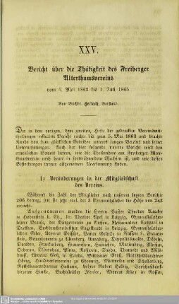 Bericht über die Thätigkeit des Freiberger Alterthumsvereins vom 5. Mai 1863 bis 1. Juli 1865