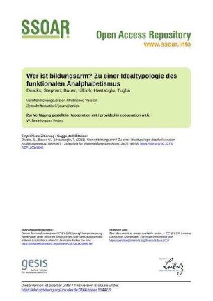 Wer ist bildungsarm? Zu einer Idealtypologie des funktionalen Analphabetismus