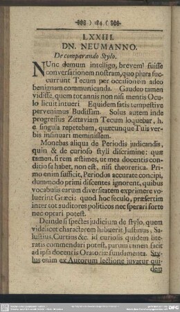 LXXIII. DN. NEUMANNO. De comparando Stylo