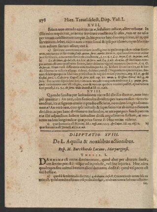 Disputatio XVIII. De L. Aquilia & noxalibus actionibus