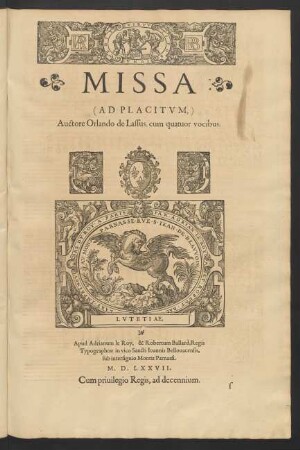 Missa ad placitum [...] cum quatuor vocibus