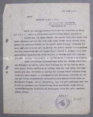 Schreiben von Mutschmann an Mücke in Reaktion auf die Briefe an Hitler und Bünger mit dem Vorwurf "parteischädigenden Verhaltens" - Personenkonvolut