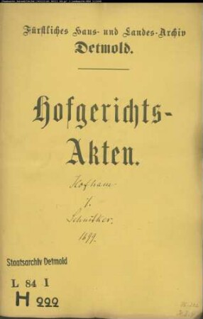 Hofham (Hofhamb), Heinrich gegen Johann Henrich Schnitker - Schuldforderung