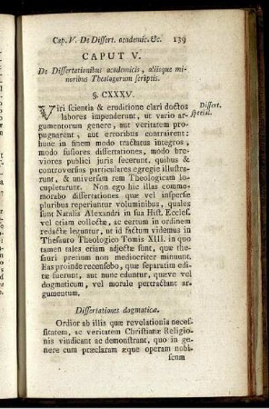 Caput V. De Dissertationibus academicis, aliisque minoribus Theologorum scriptis.