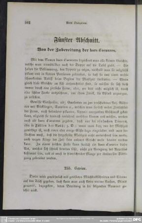 Fünfter Abschnitt. Von der Zubereitung der hors d'oeuvres