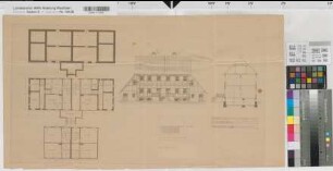 Brunskappel (Olsberg) Doppelwohnhaus, Neubauentwurf Grundriß, Ansicht, Schnitt Anf. 20.Jh. 1 : 100 37 x 67 Pause Gutsarchiv Wildenberg III E Nr. 5, Dep.