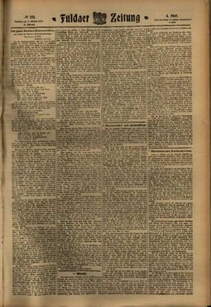 Vierte Ausgabe vom Samstag, den 08. Oktober 1910.