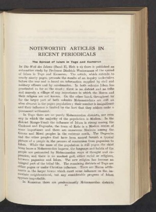 Noteworthy articles in recent periodicals