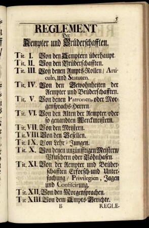 Reglement Der Aempter und Brüderschaften.