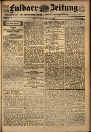 Erste Ausgabe vom Samstag, den 09. Juli 1898.