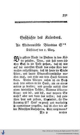 Geschichte des Calenders.
