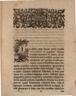 Programma quo gemoetriae Euclidis primam, quae post inventam typographiam prodiit, editionem brevem describit