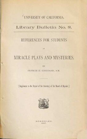 References for students of miracle plays and mysteries