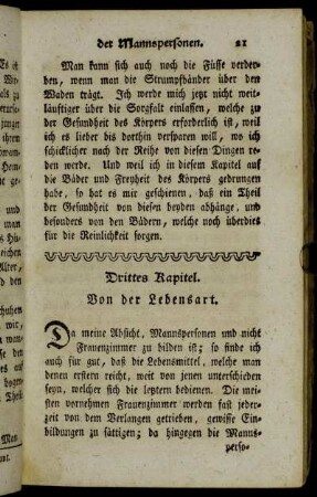 Drittes Kapitel. Von der Lebensart.