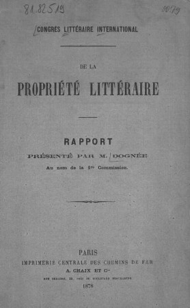 De la propriété littéraire