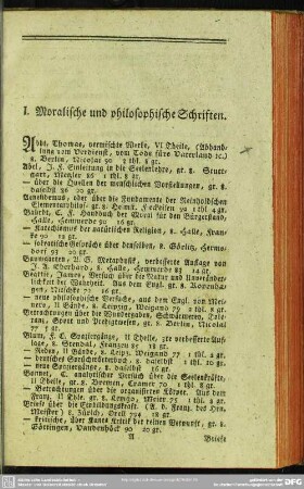 I. Moralische und philosophische Schriften