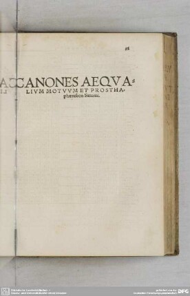 Canones Aequaliummotuum ac Prosthaphaereseon Saturni.