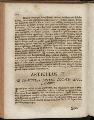 Articulus II. De Præcipuis Motus Localis Affectionibus.