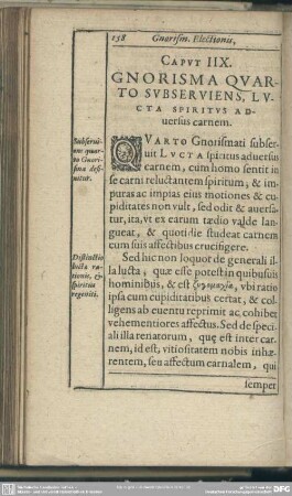 Caput IIX. Gnorisma Quarto Subserviens, Lucta Spiritus Adversus carnem