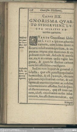 Caput IIX. Gnorisma Quarto Subserviens, Lucta Spiritus Adversus carnem