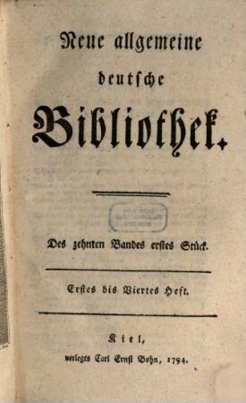 Neue allgemeine deutsche Bibliothek. 10. 1794