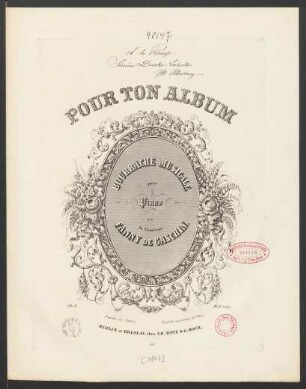 Pour Ton Album : Bourrache Musicale : pour Piano : Op. 11.