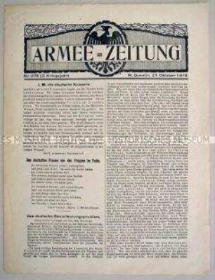 Nachrichtenblatt der 2. Armee "Armee-Zeitung" mit Nachrichten und Berichten von verschiedenen Fronten