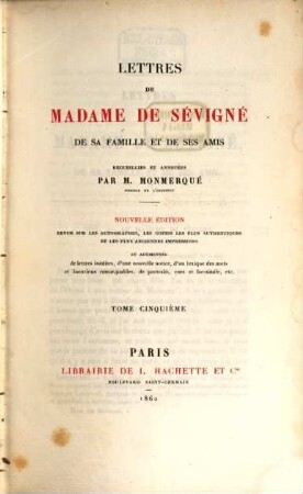 Lettres de Madame de Sévigné, de sa famille et de ses amis, 5