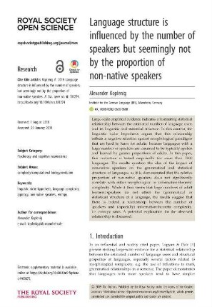 Language structure is influenced by the number of speakers but seemingly not by the proportion of non-native speakers