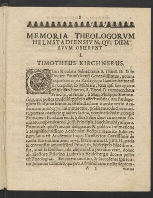 Memoria Theologorum Helmstadiensium, Qui Diem Suum Obierunt I. Timotheus Kirchnerus.