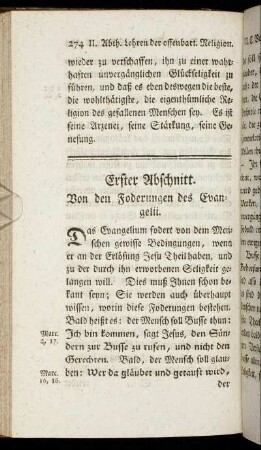 Erster Abschnitt. Von den Foderungen des Evangelii.