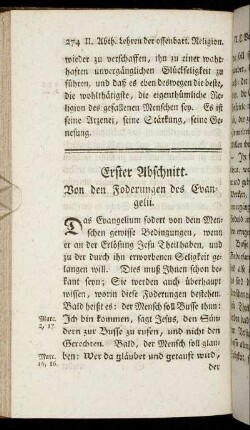 Erster Abschnitt. Von den Foderungen des Evangelii.