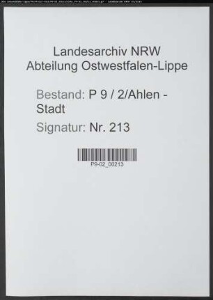 Sterberegister Standesamt Ahlen-Stadt