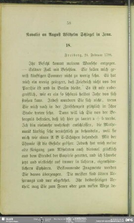Novalis an August Wilhelm von Schlegel, Freiberg, 24.02.1798
