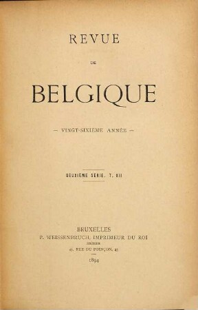 Revue de Belgique. 12 = A. 26. 1894